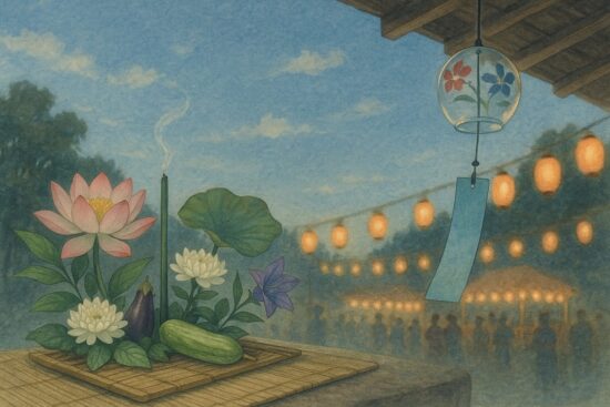 8月の行事・お盆や夏祭りを連想させる日本の風景